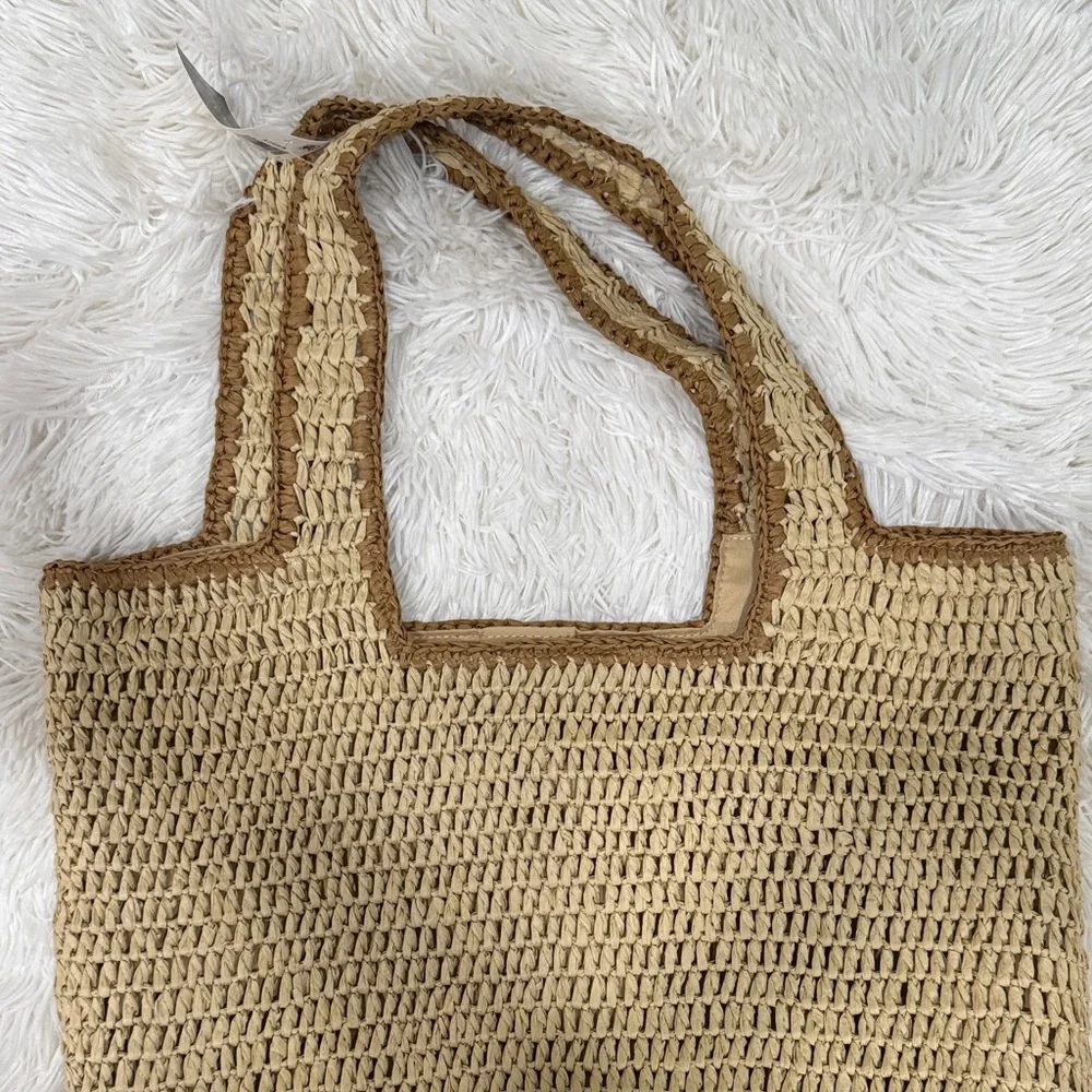 Style & Co. Two-Tone Woven Straw Tote - Natural & Brown